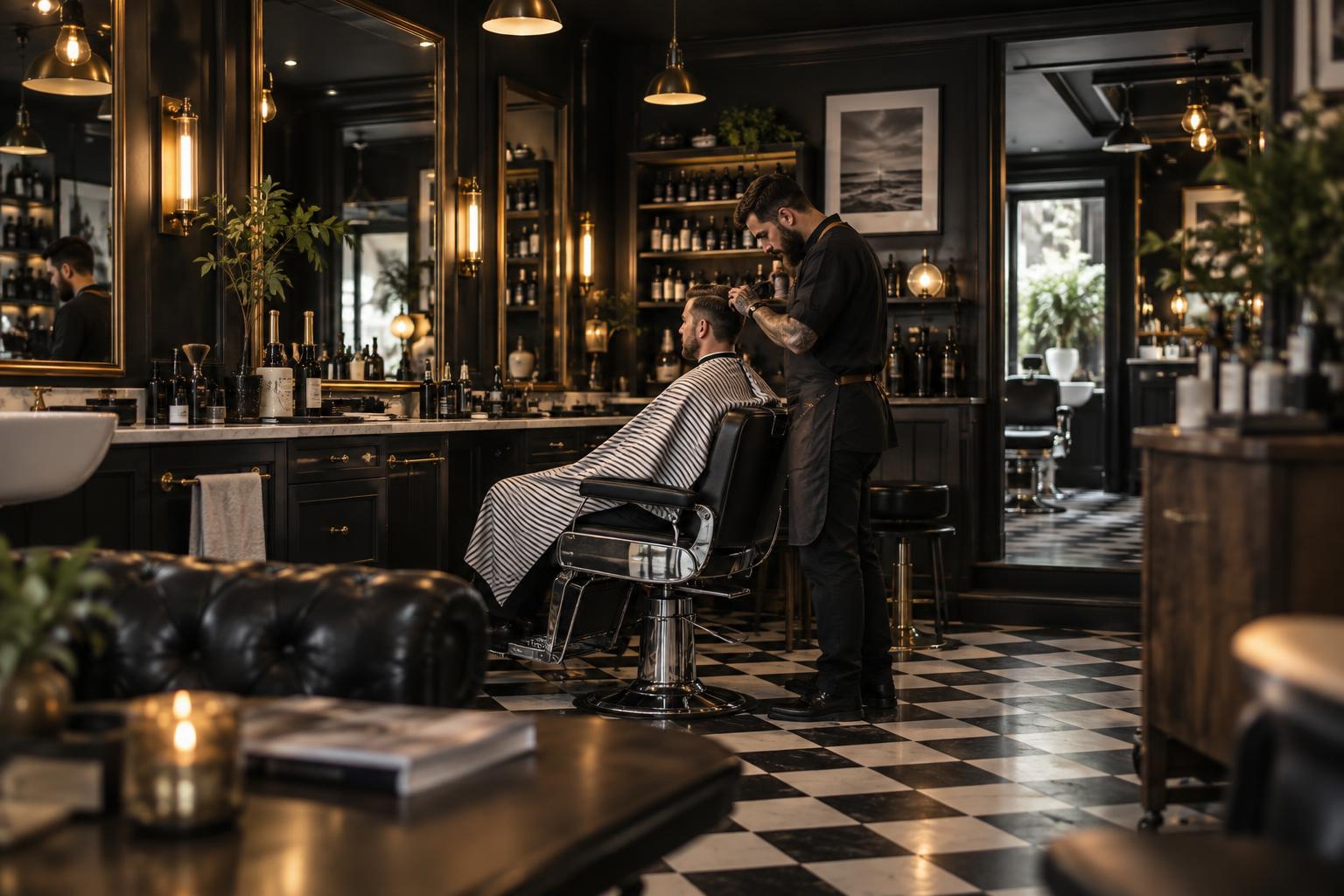 Barber blending a fresh cut at Faded Society